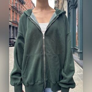 Brandy Melville Green Zip Up Hoodie